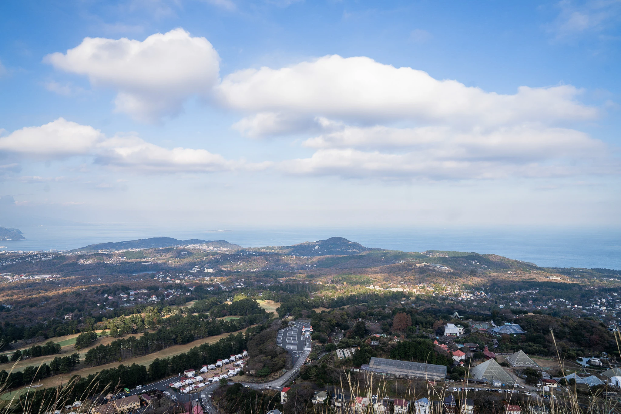 Izu coastline seen from a grassy hill