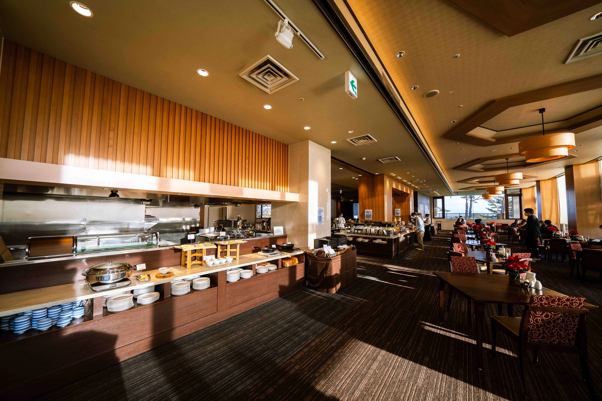 Buffet counters in the hotel restaurant
