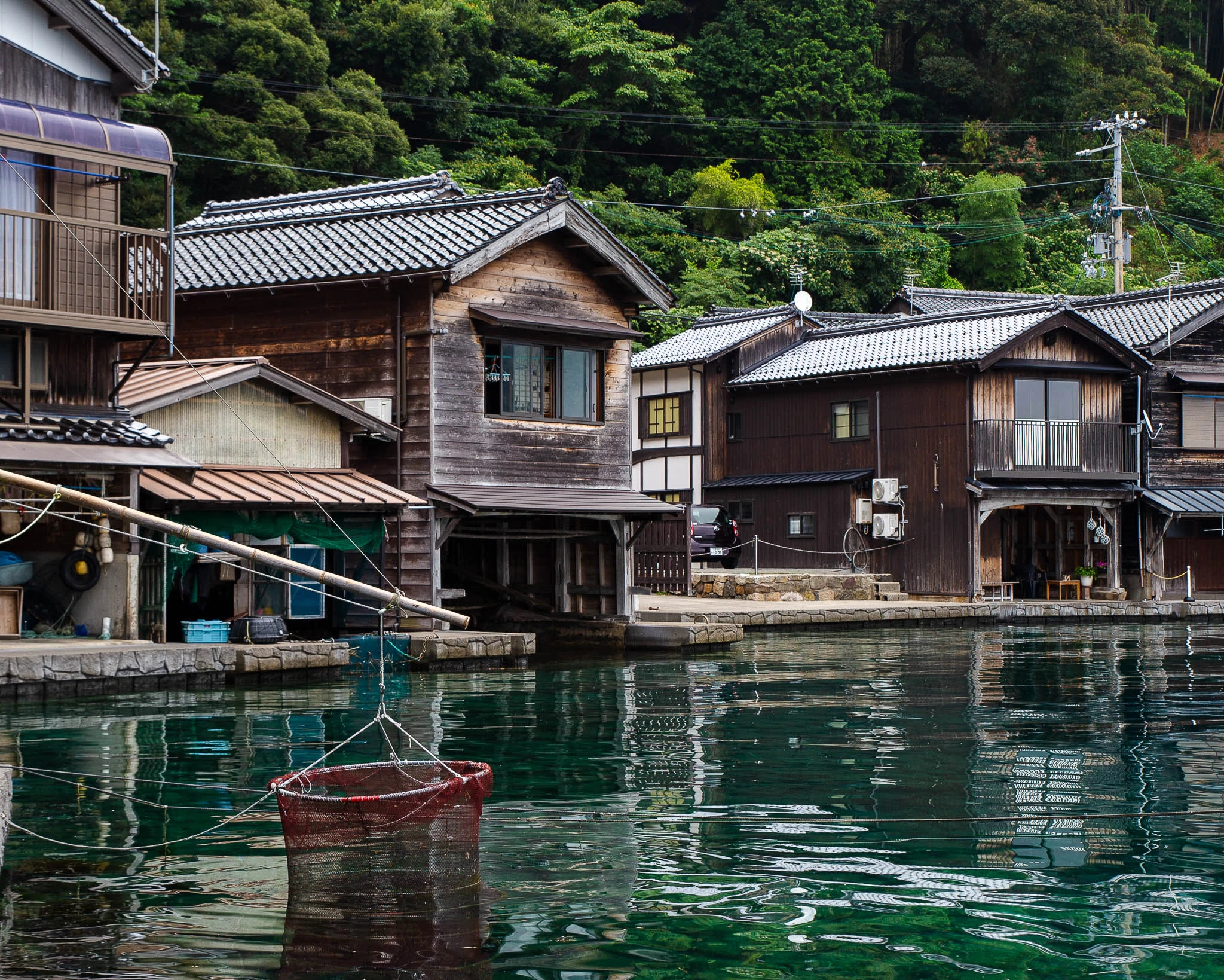 Wooden facades and balconies beside the bay